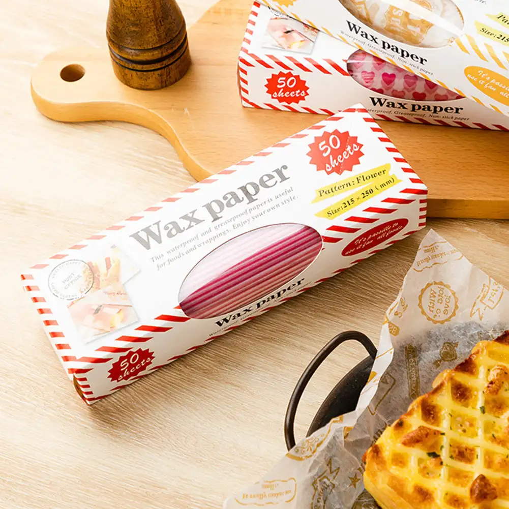 50Pcs Food Grade Wax Paper Grease Paper Food Wrappers Wrapping Paper For Bread Candy Cake Burger Fries Oilpaper Baking Tools