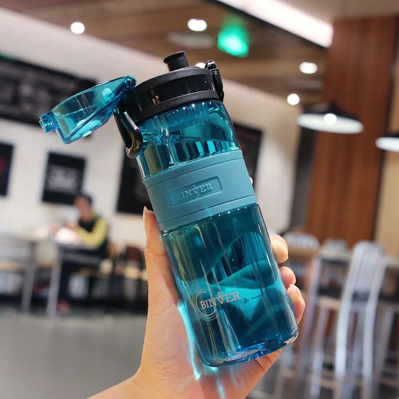 Outdoor Sports Portable Plastic Water Cup Portable With Graduated Filter Space Cup Student Bounce Cup Water Bottle