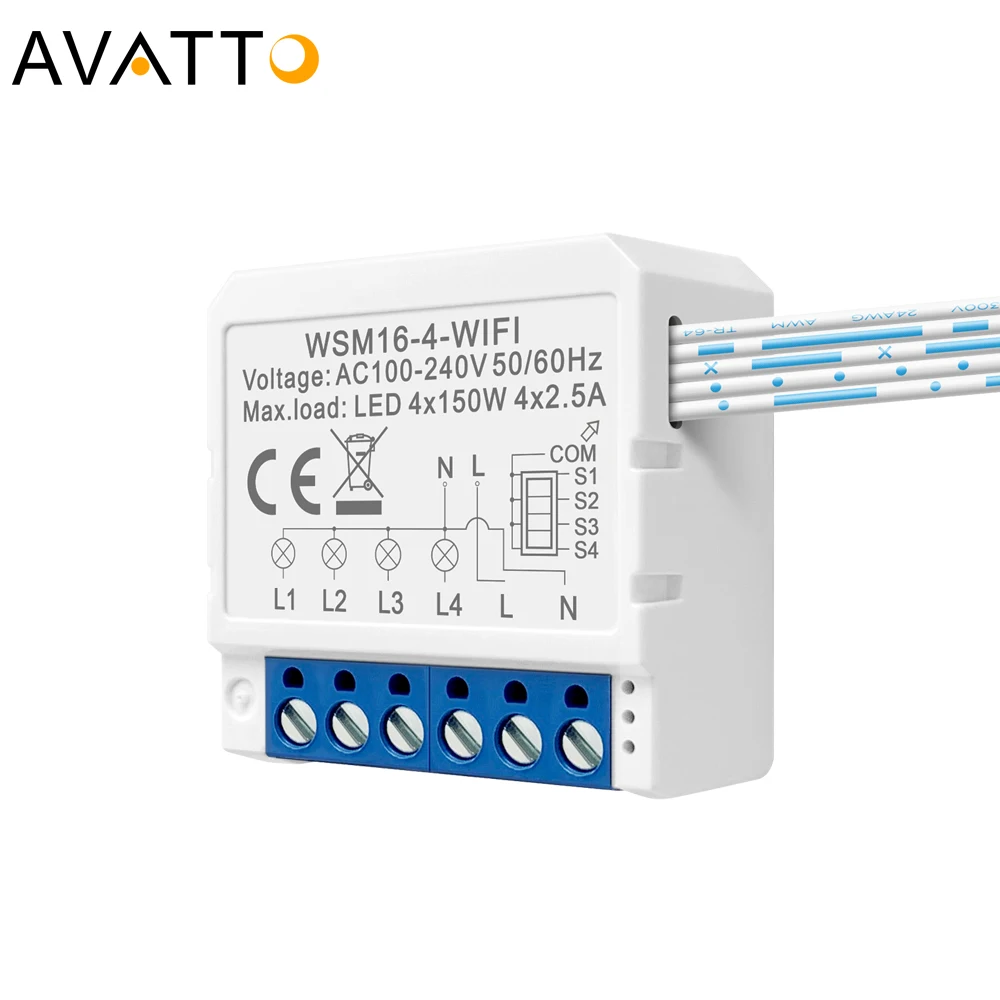 Смарт-реле настенное AVATTO Zigbee/Wifi 1/2/3/4 клавиши с Alexa Google Home APP и дистанционным голосовым