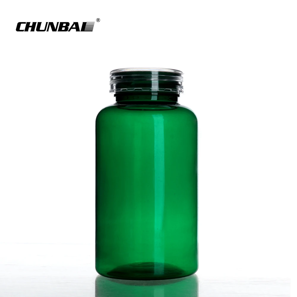 150ml premium green supplement capsule glass bottle with plastic lid