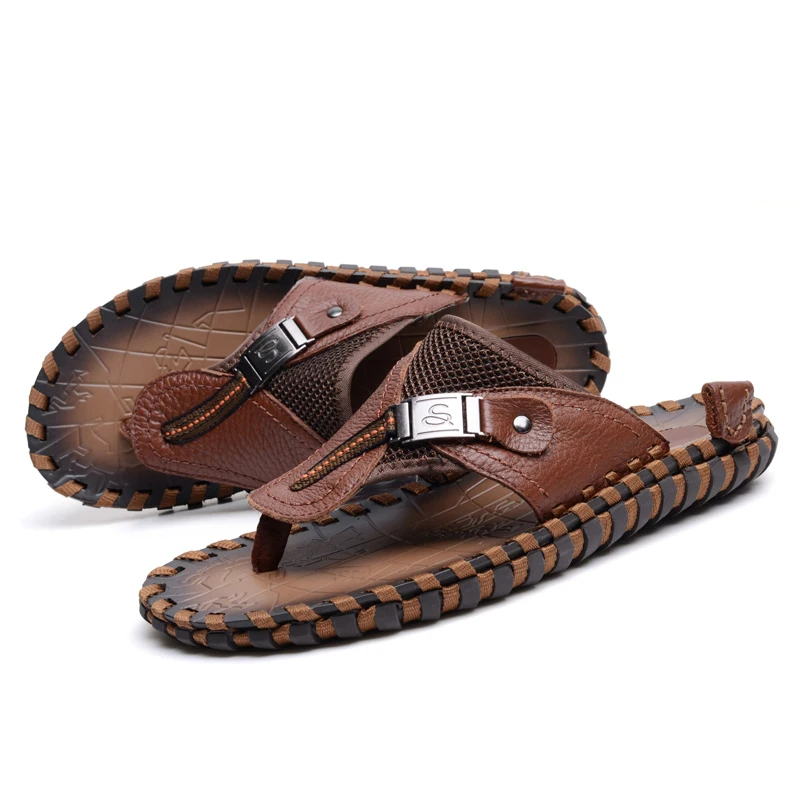 Модные элегантные простые легкие Прочные мягкие мужские шлепанцы итальянские кожаные тапочки для мужчин