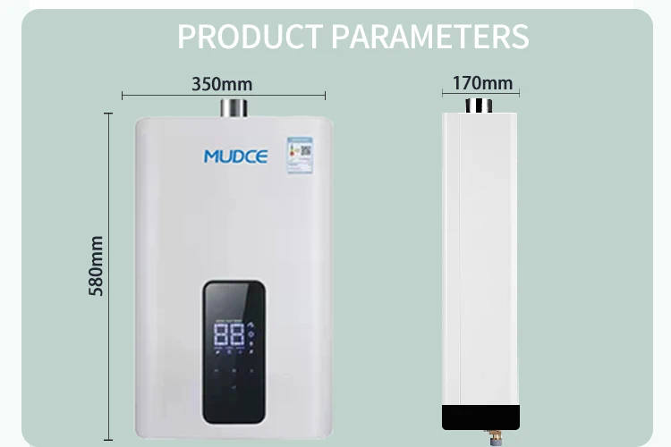 Modern novel design 13L 35W fast heating touch screen operation tankless gas water heater for shower