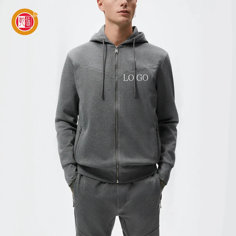OEM Full Zip Up Polyester Hoodies Long Sleeve Blank Thick Hoodies Custom Logo Sport Hoodies for Men