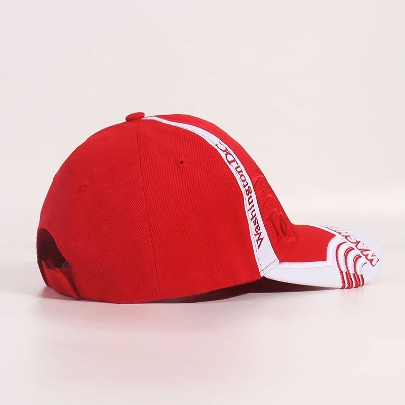 Custom Logo Sports Red DC Adjustable Hats 58CM 3D Embroidery Unisex Colored Baseball Caps Topee For Sale