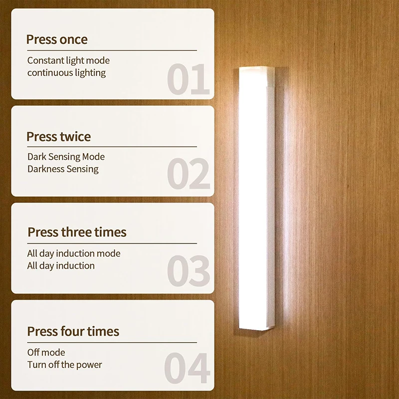 10cm/20cm/30cm/50cm Rechargeable LED Under Kitchen Cabinet Lighting Wireless Motion Sensor Night Light Cabinet Light