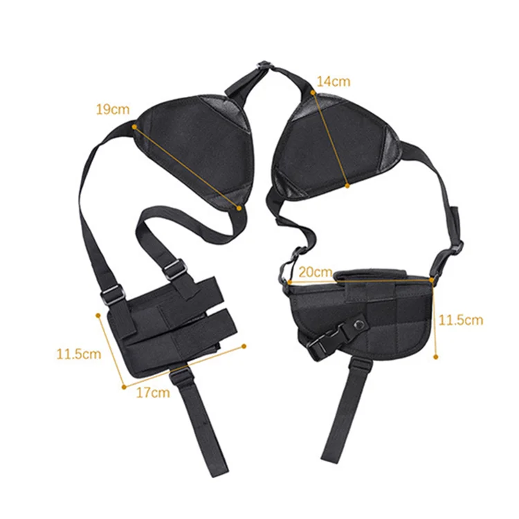 Tactical Nylon Gun Armpit Hidden Underarm Shoulder Bag Gun Holster Double Mag Pouch