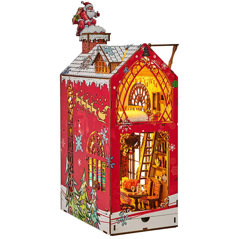 IIECREATE Christmas DIY Dollhouse Bookshelf Decoration SL-29 Songs Of Snowy Night Book Nook Kids Toys For Gril As New Year Gift