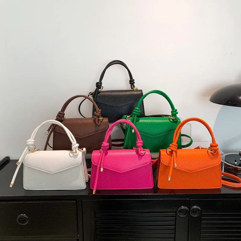 Evening Bags Fashion Candy Color Top-Handle Handbags Casual Female PU Leather Hand Bags Square Crossbody Bags For Ladies