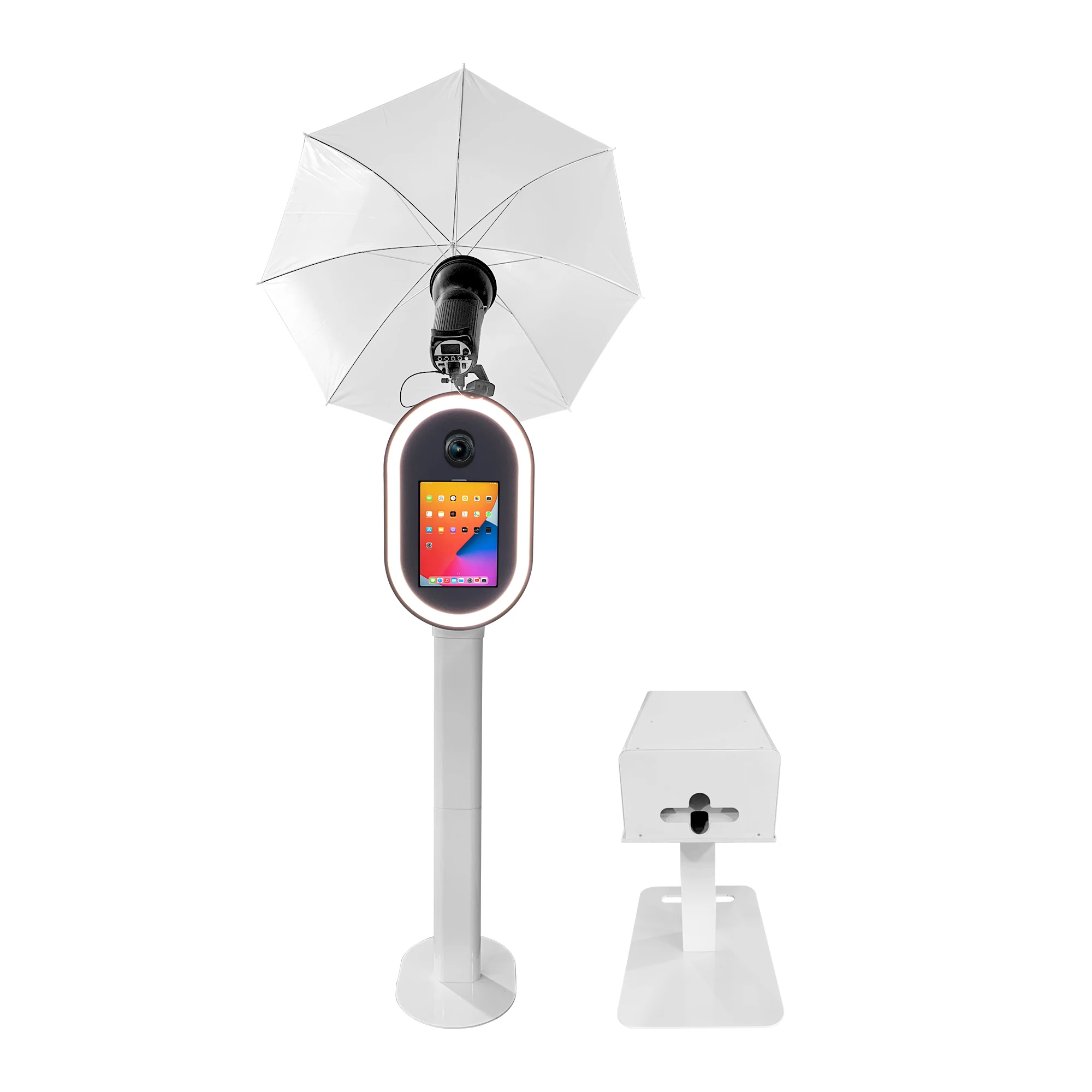 Instant PrintinChristmas Party Supplies Oval Ipad Dslr Photo Booth Shell Selfie Photobooth Machine Kiosk With Printer Stand