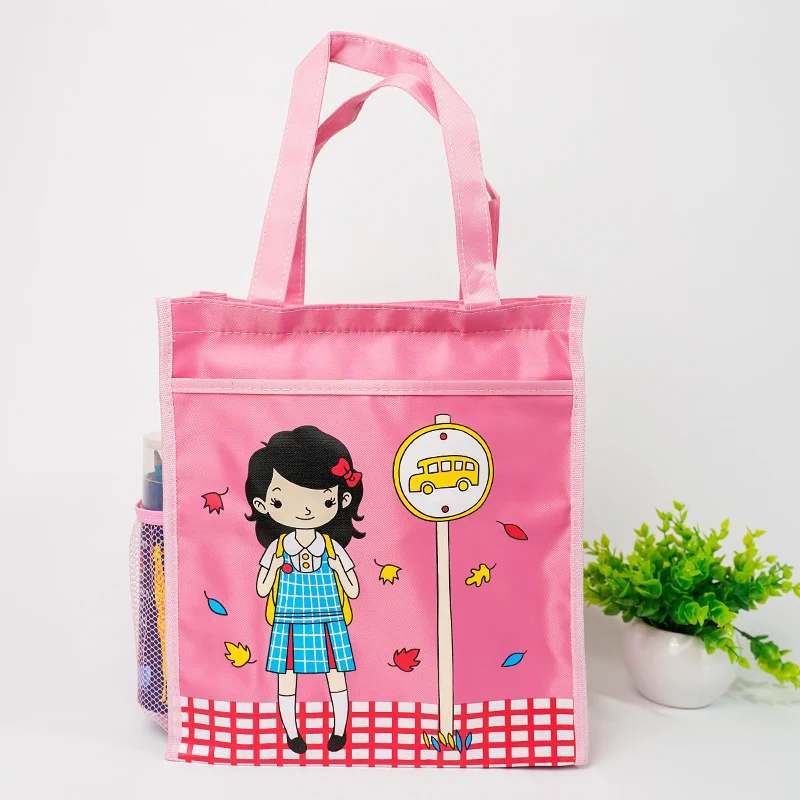 large-capacity school tutorial bag double layer student handbag Cartoon printing portable tutorial bag
