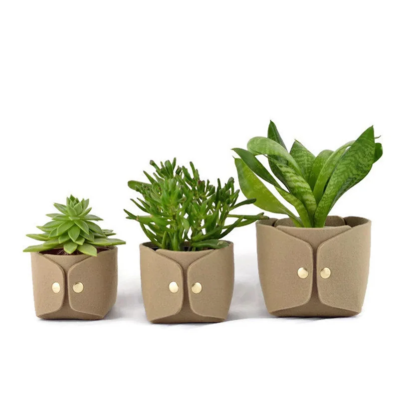 Small Succulent Planter Pot Felt Plant Container Gift for Mom Sister Aunt Best for Home Office Desk Decoration