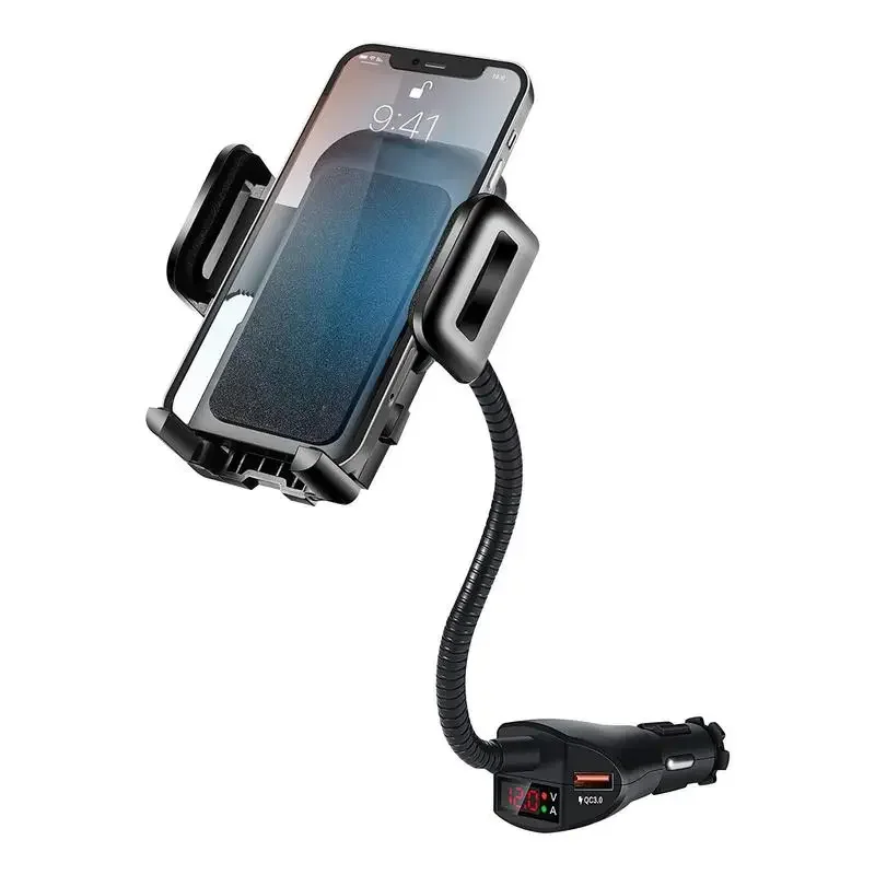 Car Charger Holder Mount Wireless Charger Phone Holder Dual USB Detector Adjustable Cell Phone Holder Cigarette Lighter Splitter