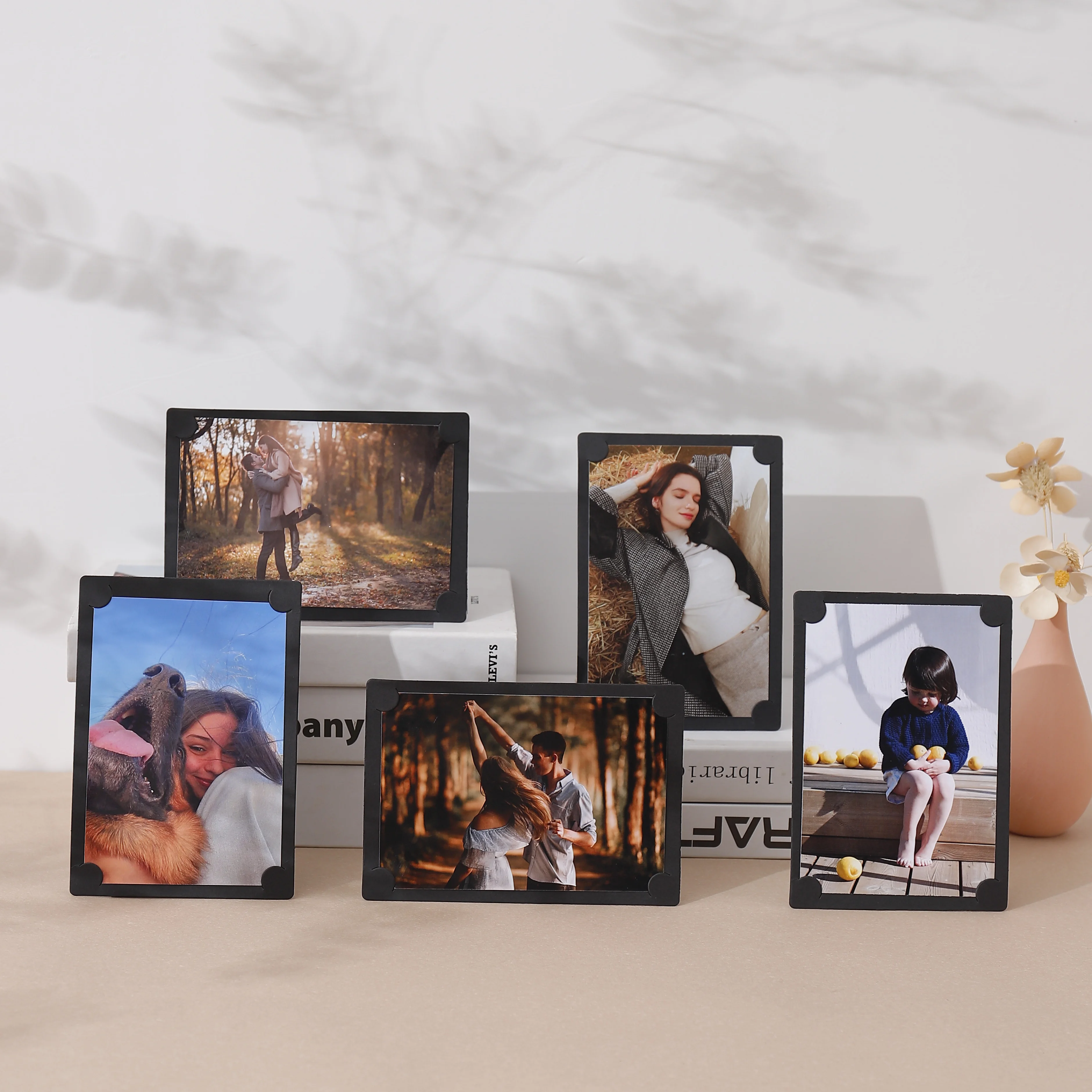 5pcs black indentation cardstock picture frame one double stand Cardstock picture frame Home decoration paper picture frame