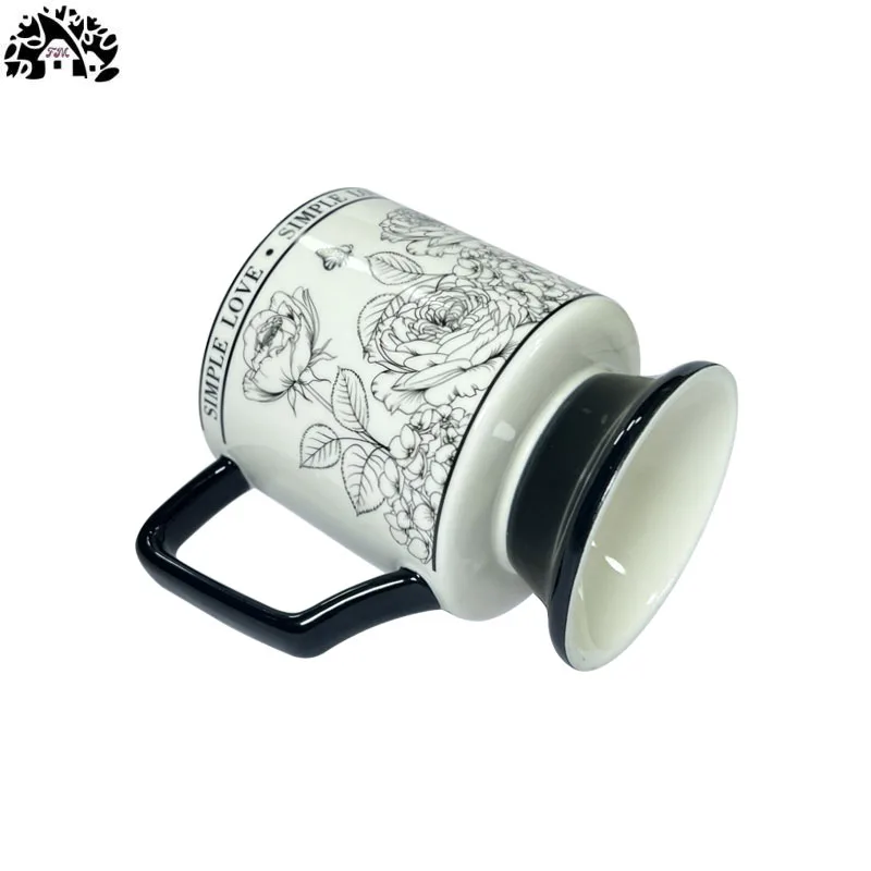 Creative vintage rose garden tall ceramic cup French high value coffee mug