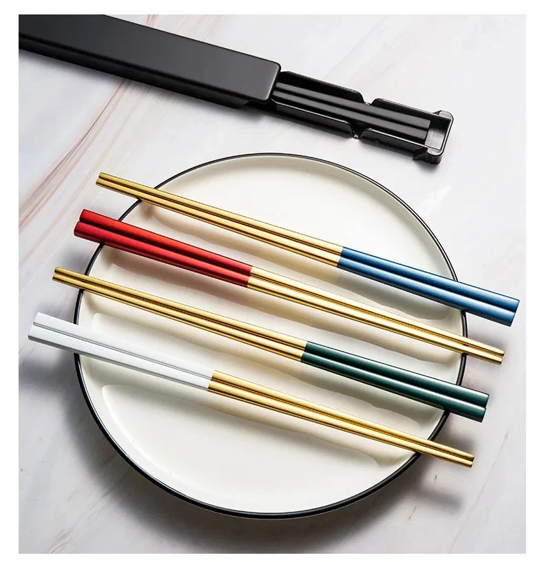 Custom Logo Titanium Chopsticks Reusable Chopsticks Stainless Steel Chopsticks With Case