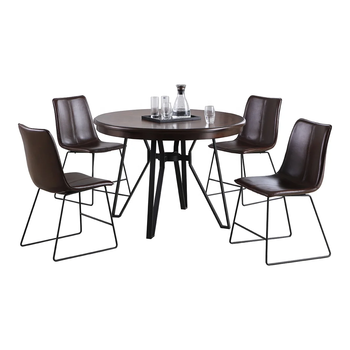 
Antique Elegent Retro Round Multifunctional Banquet Traditional Cheap Dining Table Set 