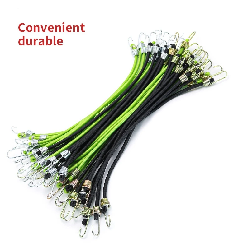 Multi-Purpose 4mm mini latex bungee rope Luggage strap Elastic Bungee Straps fastening Elastic bugee cord with metal hooks