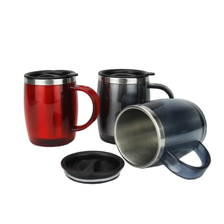 GZYSL Direct Sale by Manufacturer Custom Logo Outer Plastic Inner Stainless Steel Mug Cup with Lid Country Design Back School