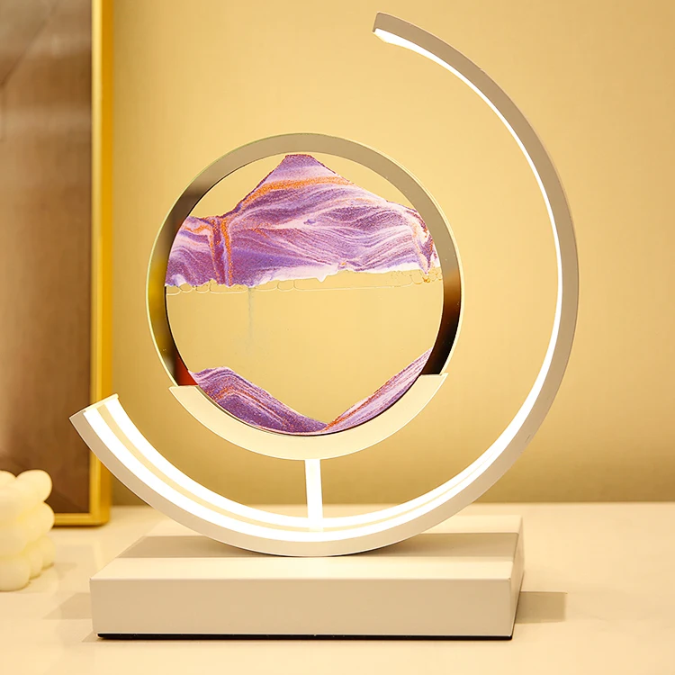 2022 modern battery home decor glass lamp 3d hourglass bedside table lamp