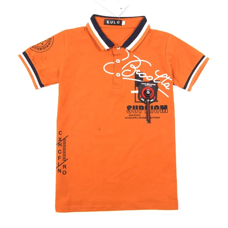 stock wholesale Stylish kids summer clothing Print Design Leather label baby boy polo shirts 100% cotton kids t shirt