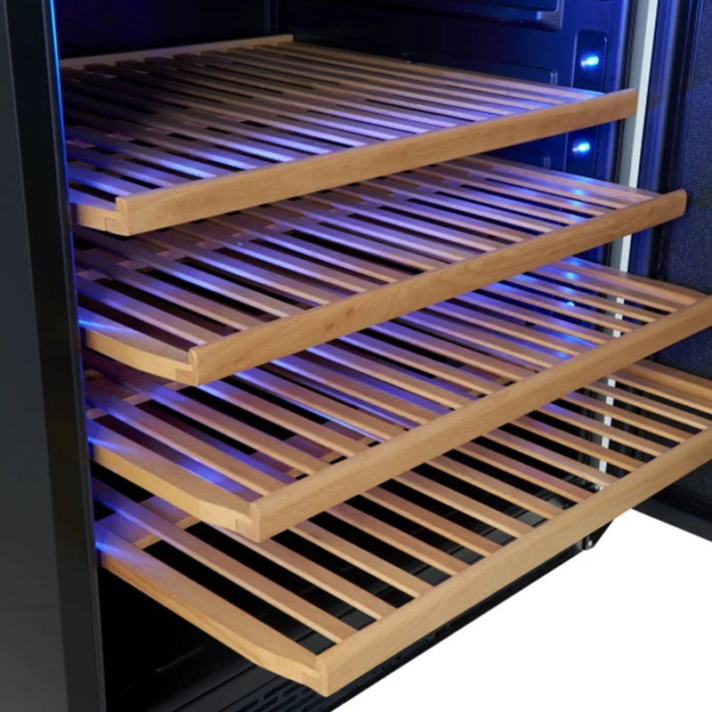 Built In Upright Black Furniture 305 Bottle Side By Side Commercial Restaurant Wine Refrigerator With Solid Foam Door