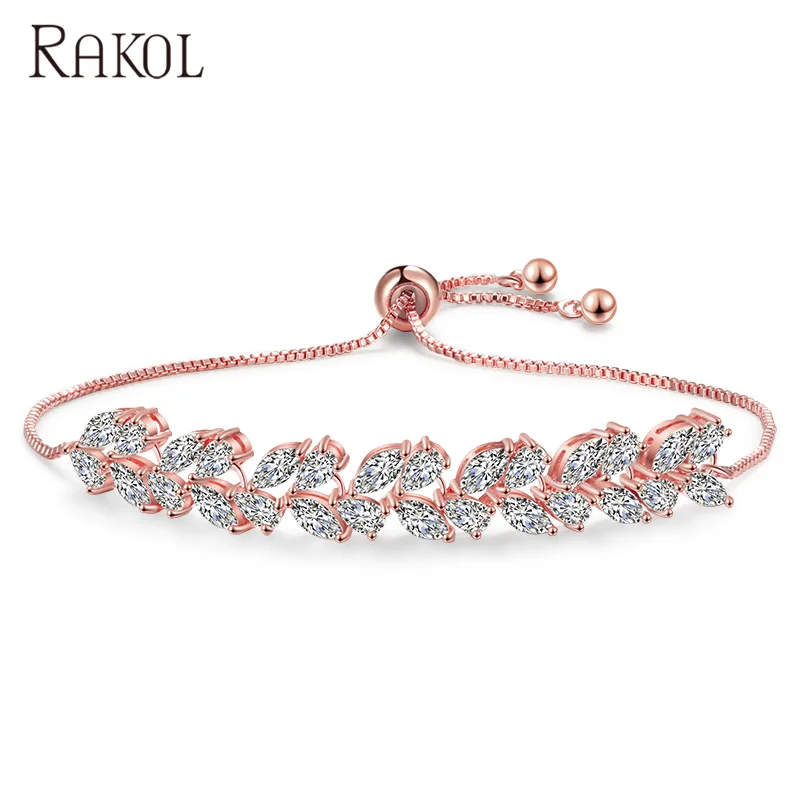RAKOL BP2160 New Design irregular Adjustable Bracelet AAA Zircon Gold Plated Bracelet For Women