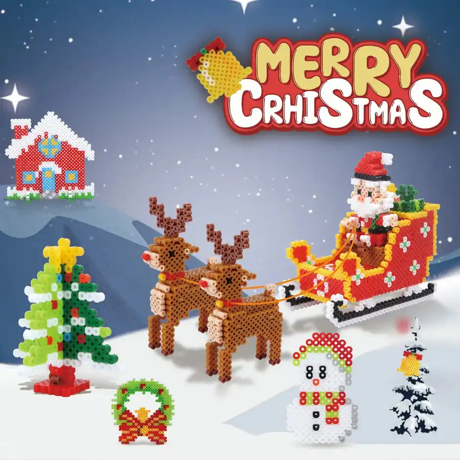 Factory new arrival 2024 christmas gift kids toy ST4023 fuse beads kit 17 colors 5000pcs 5mm midi beads