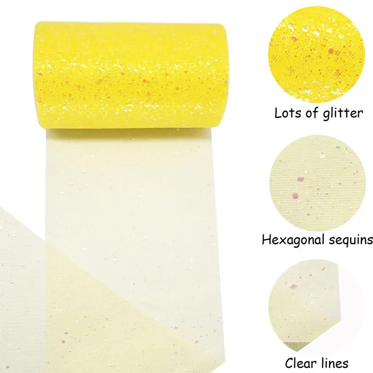Glitter Tulle Fabric Rolls Sequin Sparkling Ribbon Spool Netting for Wedding