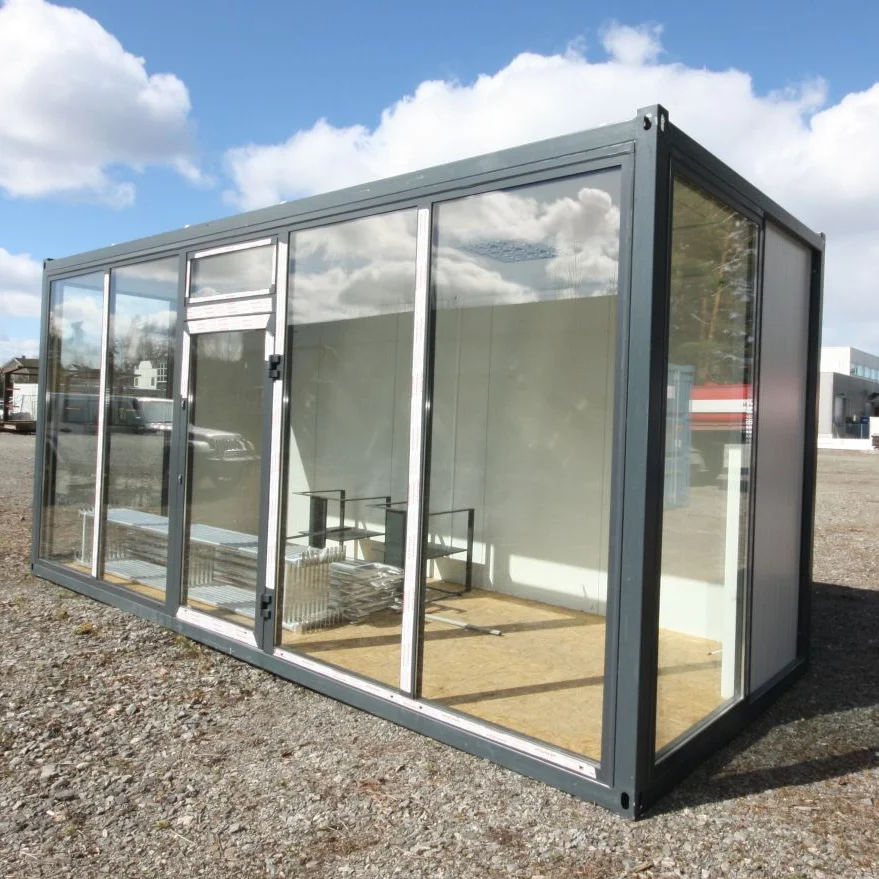 Customized Container Design Showroom Timber Glass Display Prefab House Container In Canada