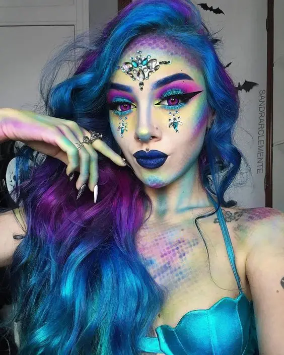 Mermaid face jewels sticker waterproof mermaid face painting rhinestone body tattoo gem crystal glitter stickers