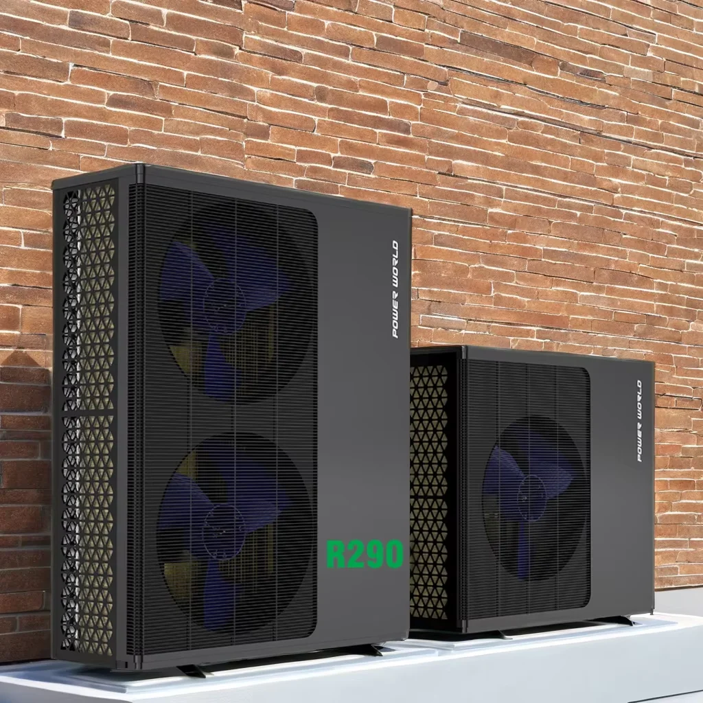 New design high COP R290 gas air to water heat pump promotion cold climate fish farm heat pump
