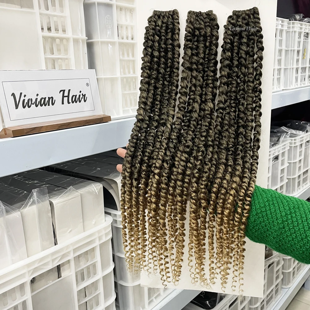 Vivian Hot sell spring Twist Braiding 3X 20inch 10 stands Pre-twisted hair Synthetic Ombre Looped Twisted Passion Twist Hair