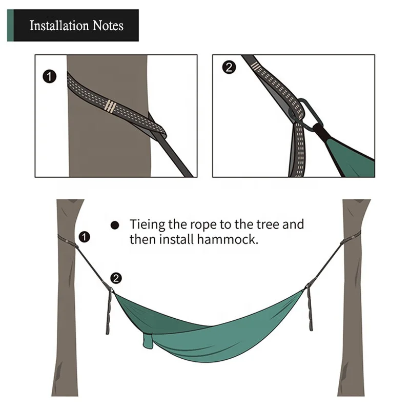 Outdoor camping equipment hanging bed factory wholesale drop-shipping supported 270*140cm 2 person nylon hammock custom logo