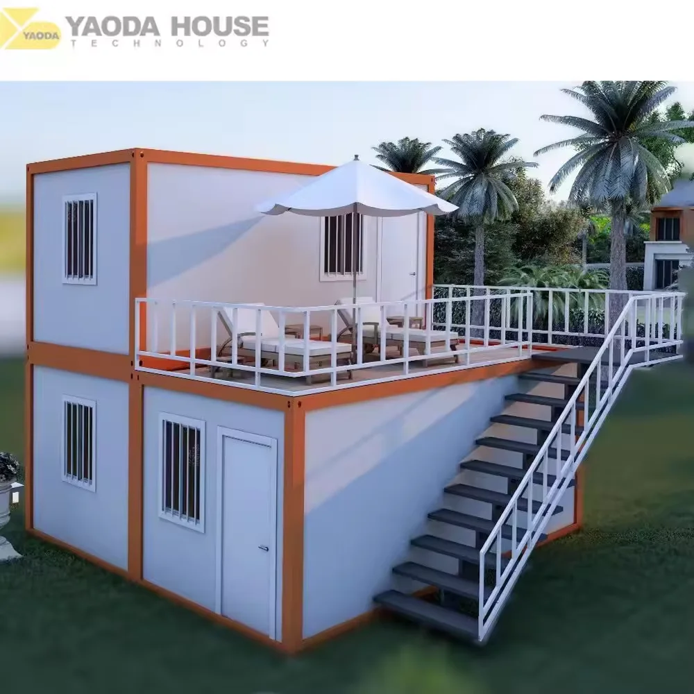 2 Story Modern Modular Metal Pre Built Prefab Tiny Shipping Flat Packed / Assemble /Foldable Container House Homes for Sale