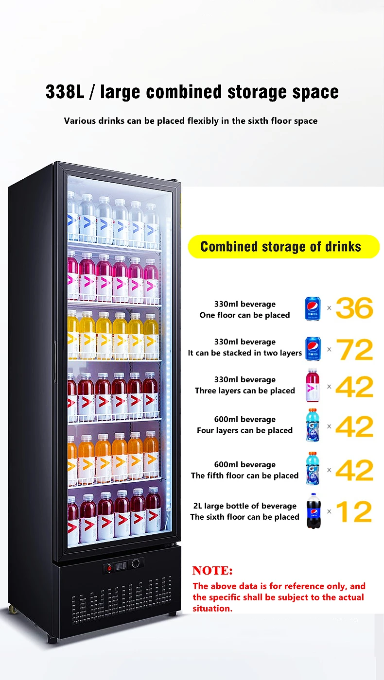 Fresh keeping display cabinet single door vertical commercial display cabinet glass door chiller freezer