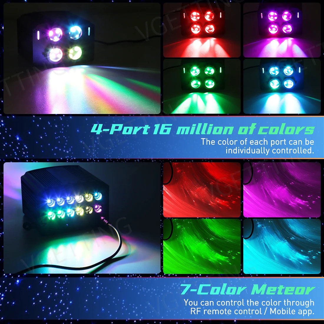 Twinkle RGBW Meteor Home Ceiling Car Roof Shooting Star Light LED Fiber Optic Light Starry Sky Lamp APP Music Remote Control