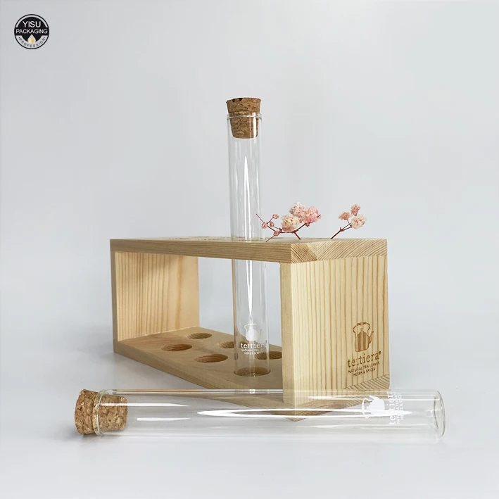 Wooden Test Tube Storage Rack with 6 Holes Chemical Experiment Stand Holder