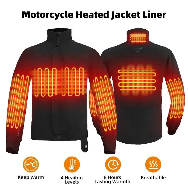 Electric Warming Heated Jacket for Motorcycle Riding - 12V