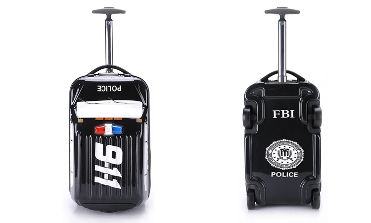 Модный новый кейс для посадки милый мультяшный автомобиль 911 Детский чемодан на колесиках однотонный