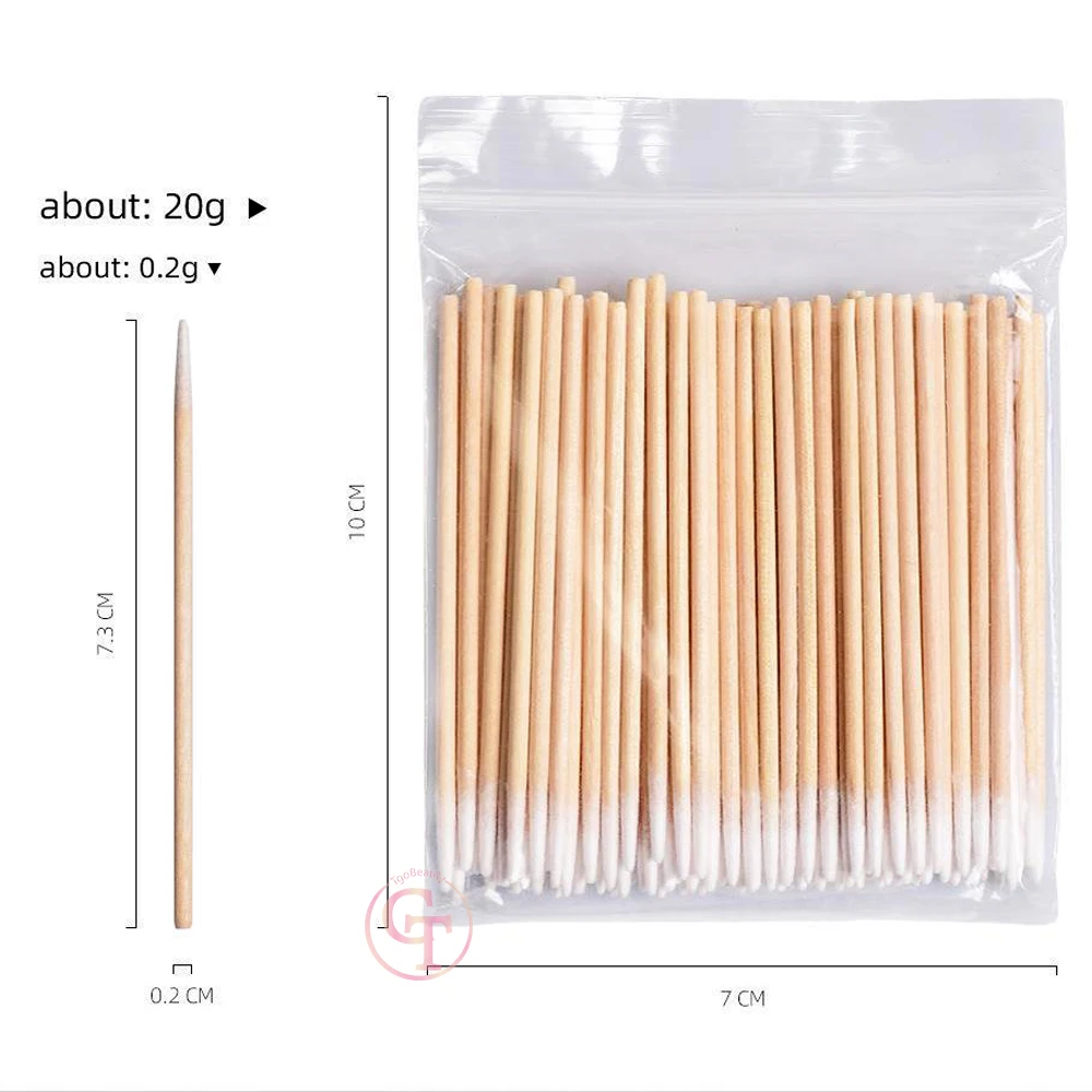 Permanent Makeup Accessories Wooden Cotton Tip Disposable Micro Pointed Cotton Swab Wooden Cotton Swab for Tattoo