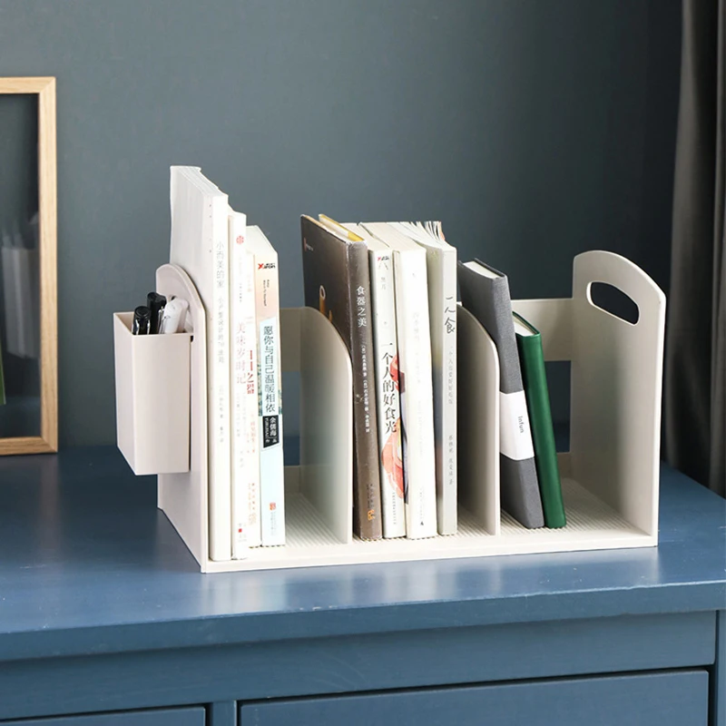 Home Kids Desktop Bookcase Plastic Book Storage Shelf for Study