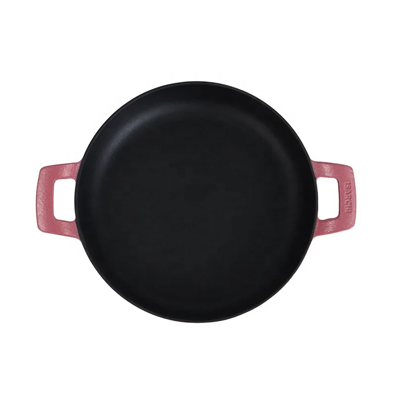 Magenta Durable Cast Iron Server Pan Enameled Cast Iron Deep Fry Pan