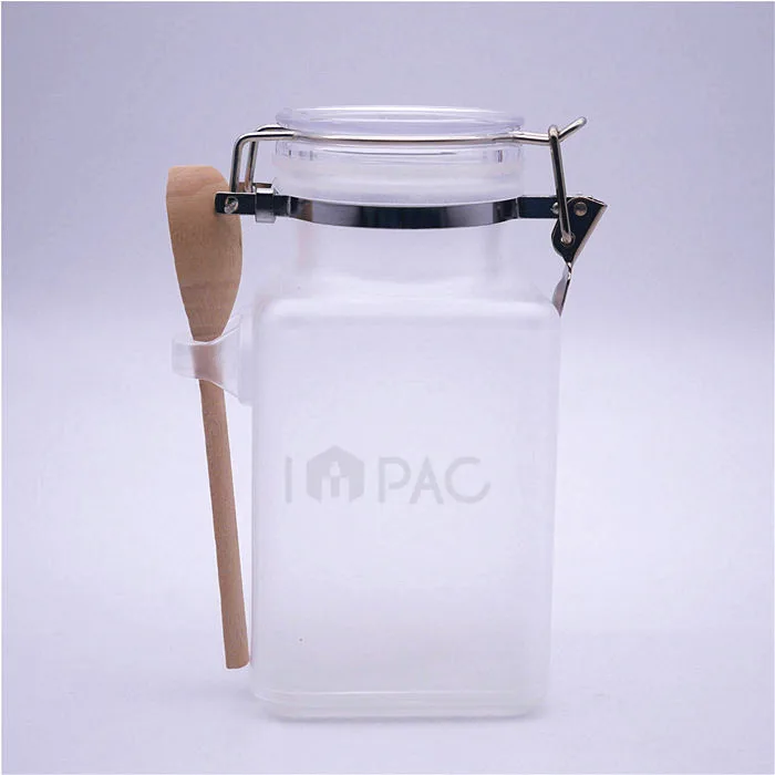 Airtight plastic bath salt packaging with wooden spoon 200g 300g