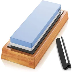 Nonslip Bamboo Base Angle Premium Whetstone Knife Sharpening Stone 2 Side Grit 1000/6000 Waterstone Whetstone Knife Sharpener