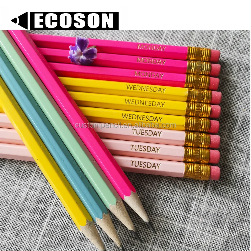 Chinese Factory Cheap Promotional Custom Printed  Logo Printed Pencil Wooden Pencil With Eraser