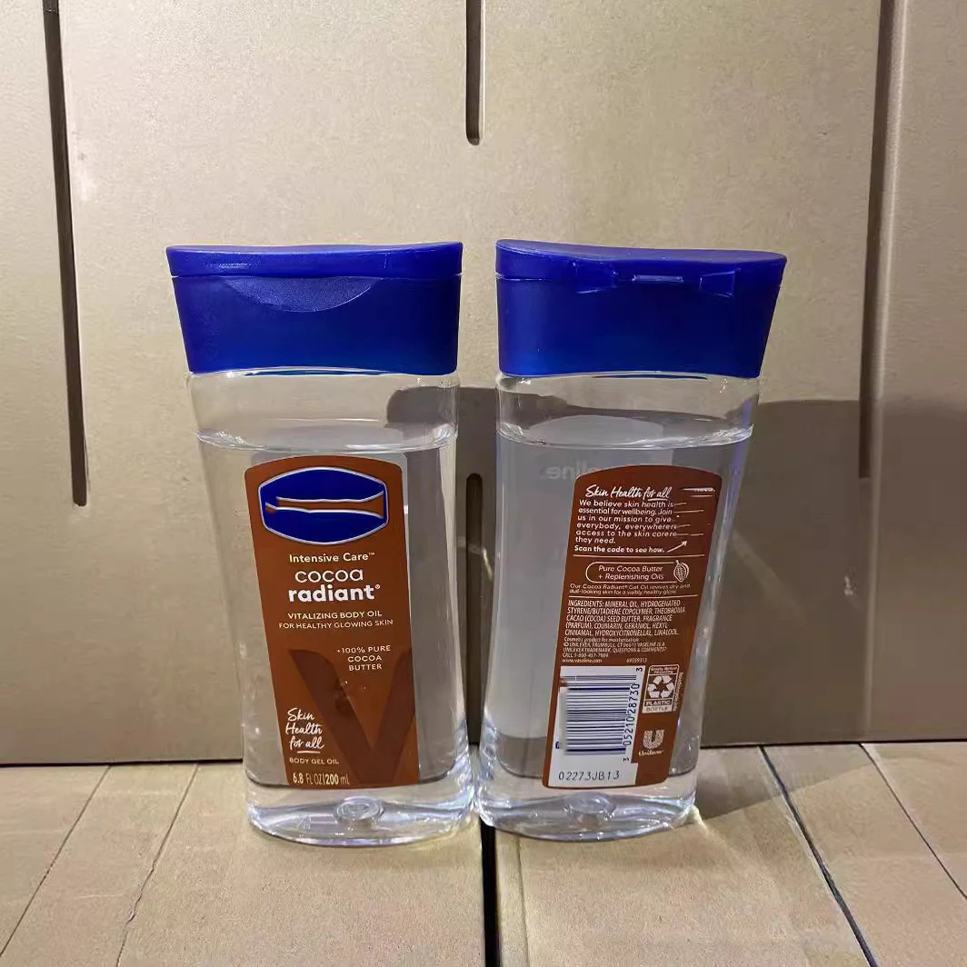 200ml 100% Pure Cocoa Butter Replenishing Oils Vase line Intensive Care Cocoa Radiant For Glowing Skin Body Gel Oil Body Oil