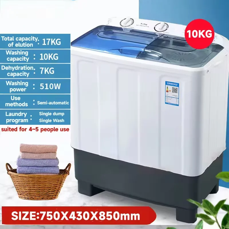 Factory Sale 10Kgs Twin Tub Automatic Semi-Automatic Washing Machine Top-Load Washers Portable Laundry Washer And Dryer