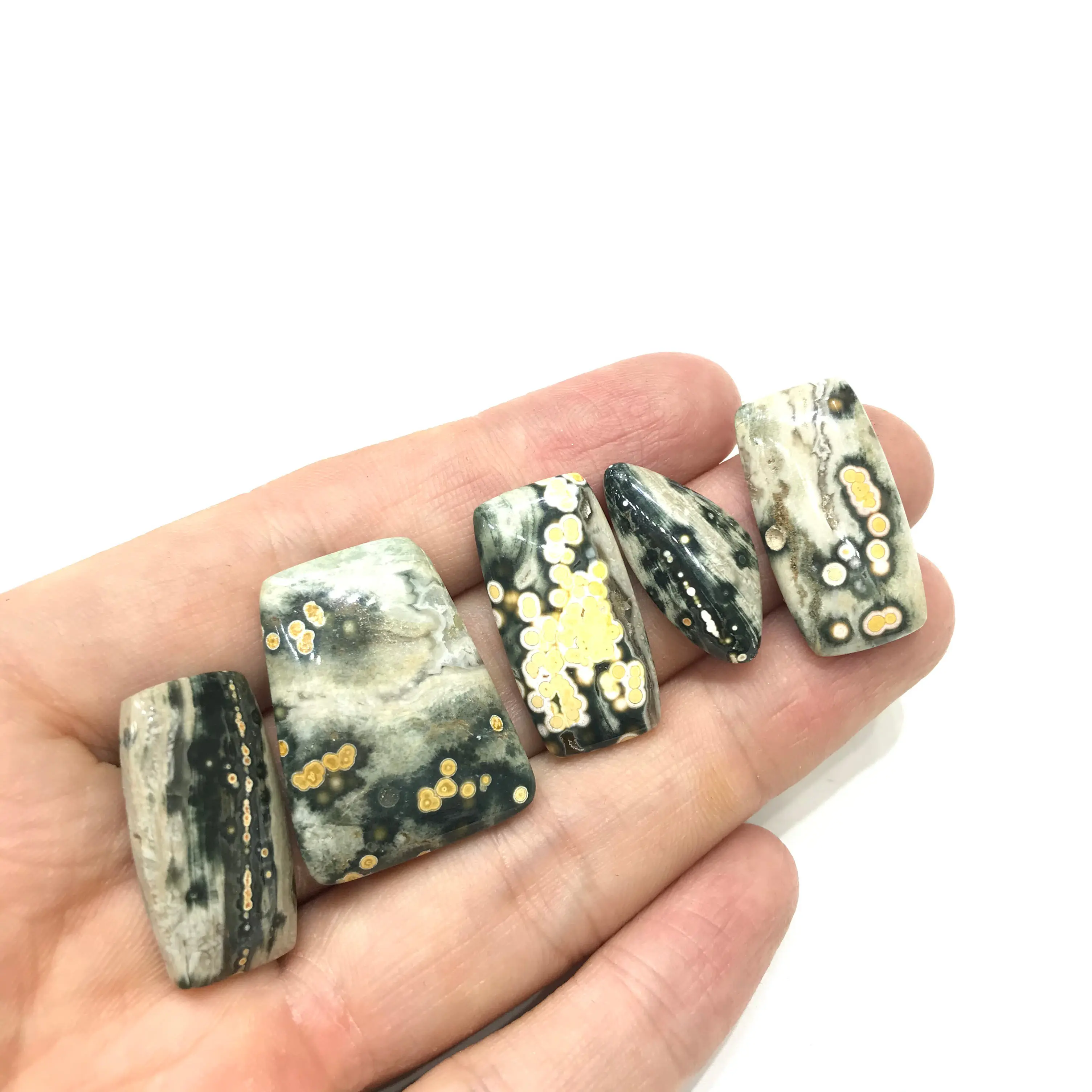 Wholesale Natural Bubble Ocean Jasper Crystal Pendant Circle Square Teardrop For Decoration