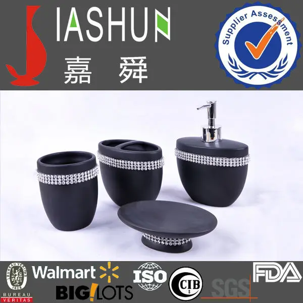 Black Matt Acrylic Diamond Ceramic Mosaic Bathroom Accessories