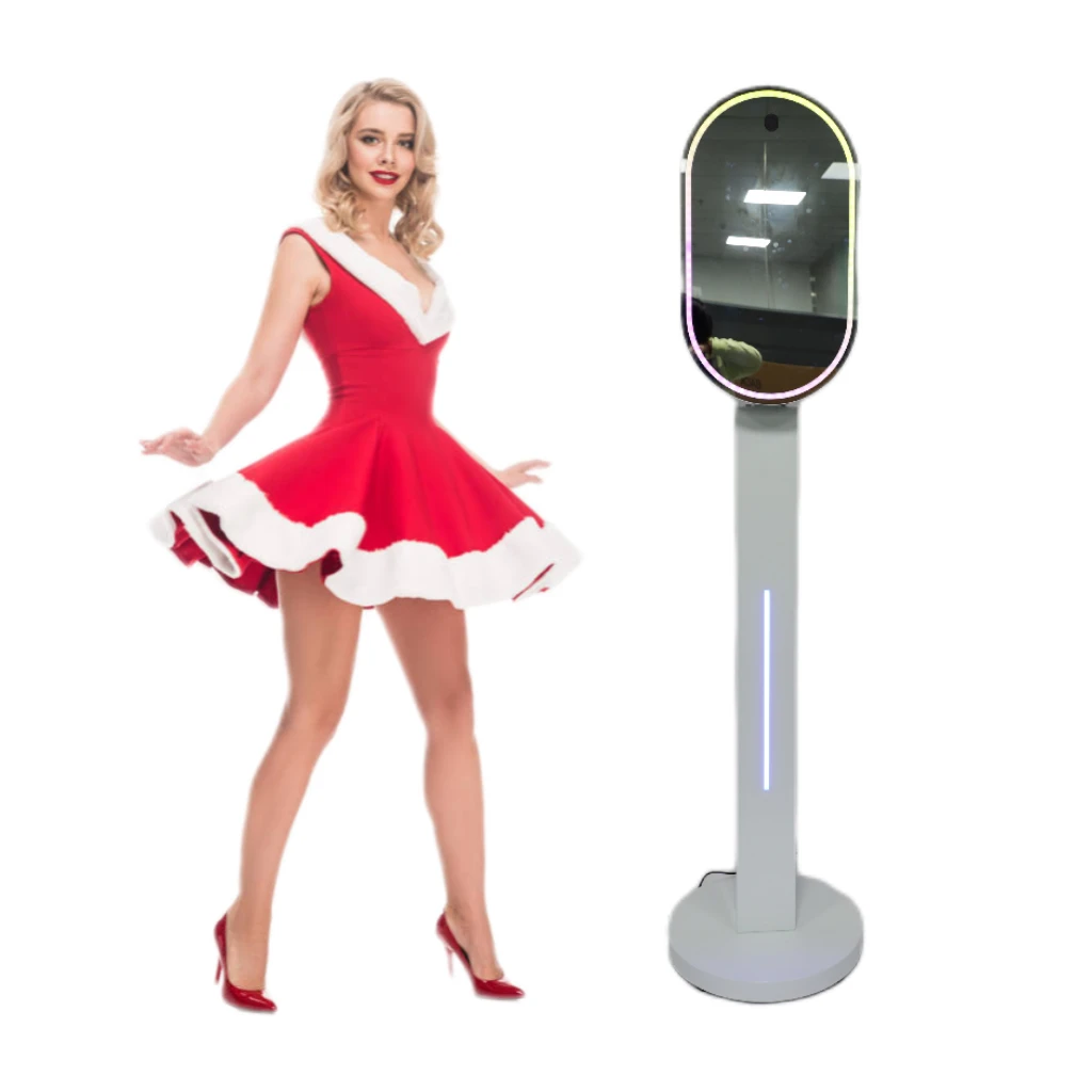 Photomaton miroir magique 13.3 inch mirror photo booth selfie magic led light frame oval mirror photo booth